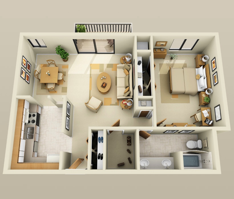 Thiết kế nhà cấp 4 1 phòng ngủ 