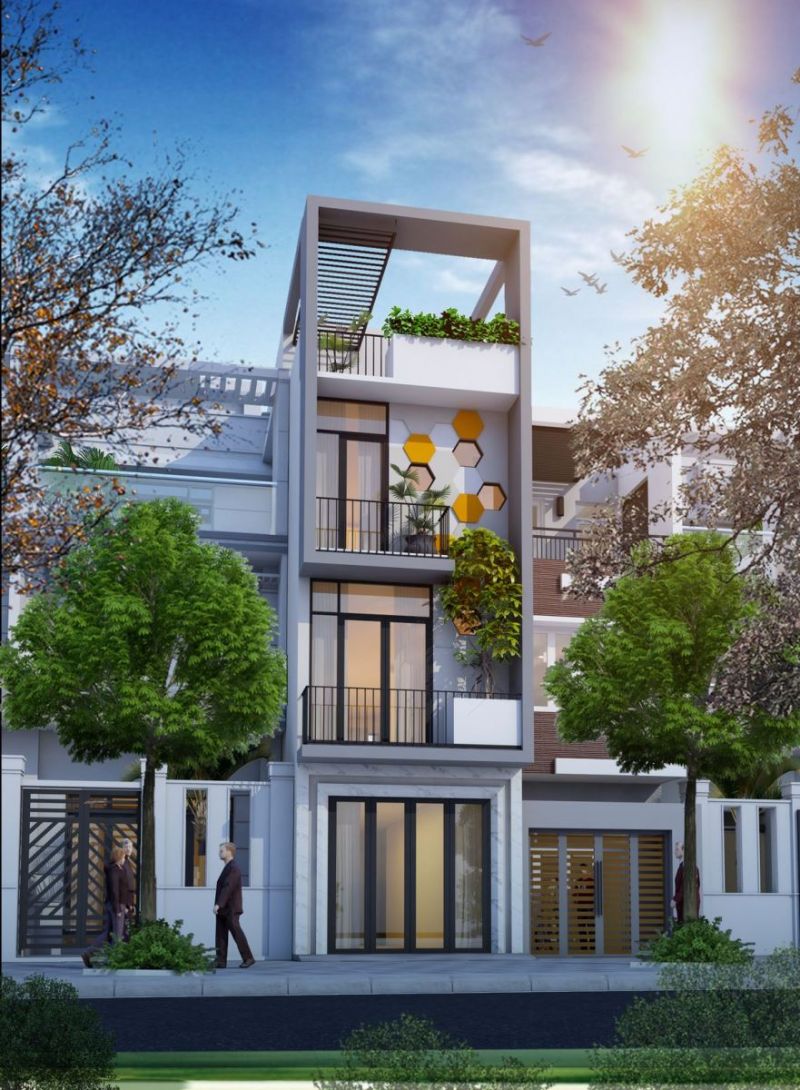 Thiết kế nhà phố 2 tầng phong cách xanh Bình Dương