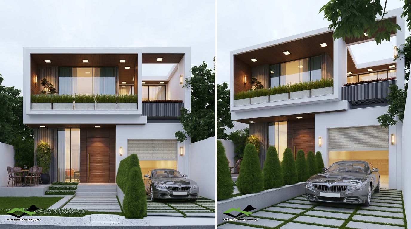 Phối cảnh tổng thể mặt tiền và cổng 