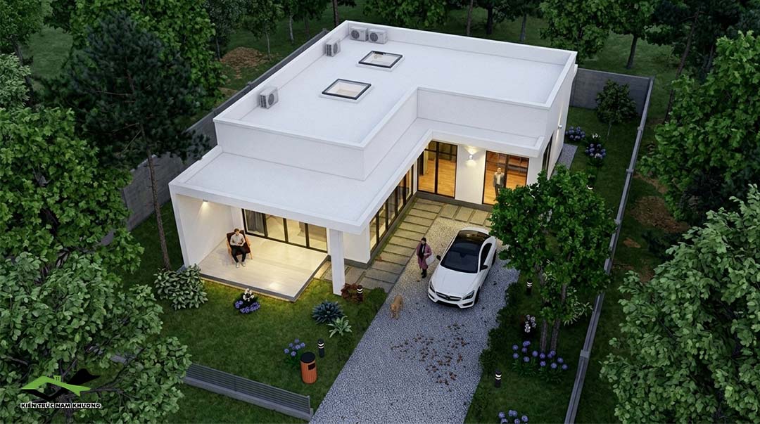 Thiết kế nhà cấp 4 chứ L