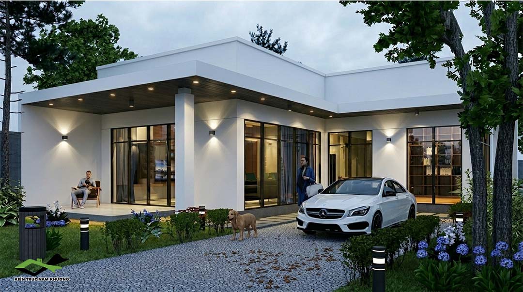 Thiết kế nhà cấp 4 chứ L