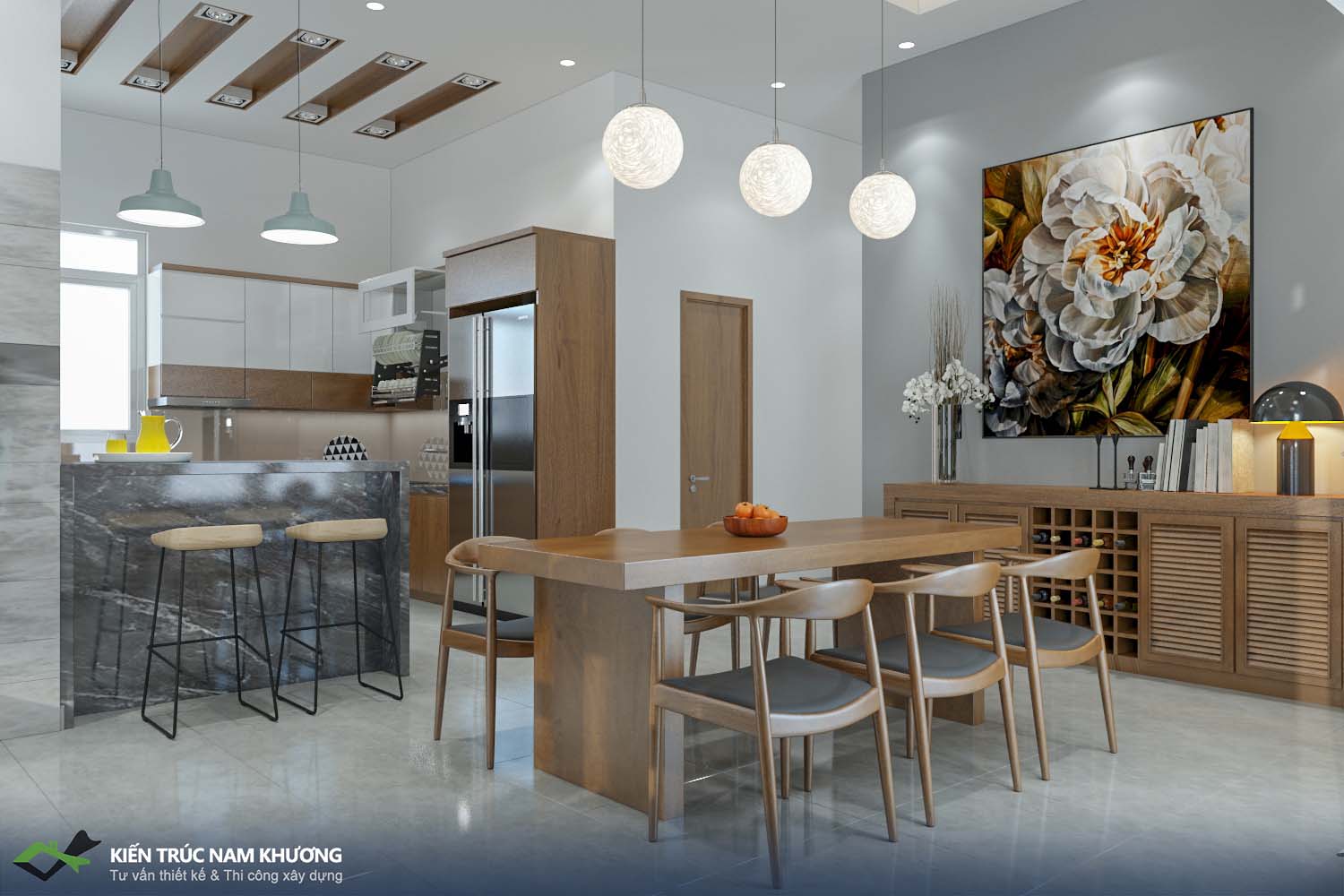 Phối cảnh nội thất phòng ăn đẹp